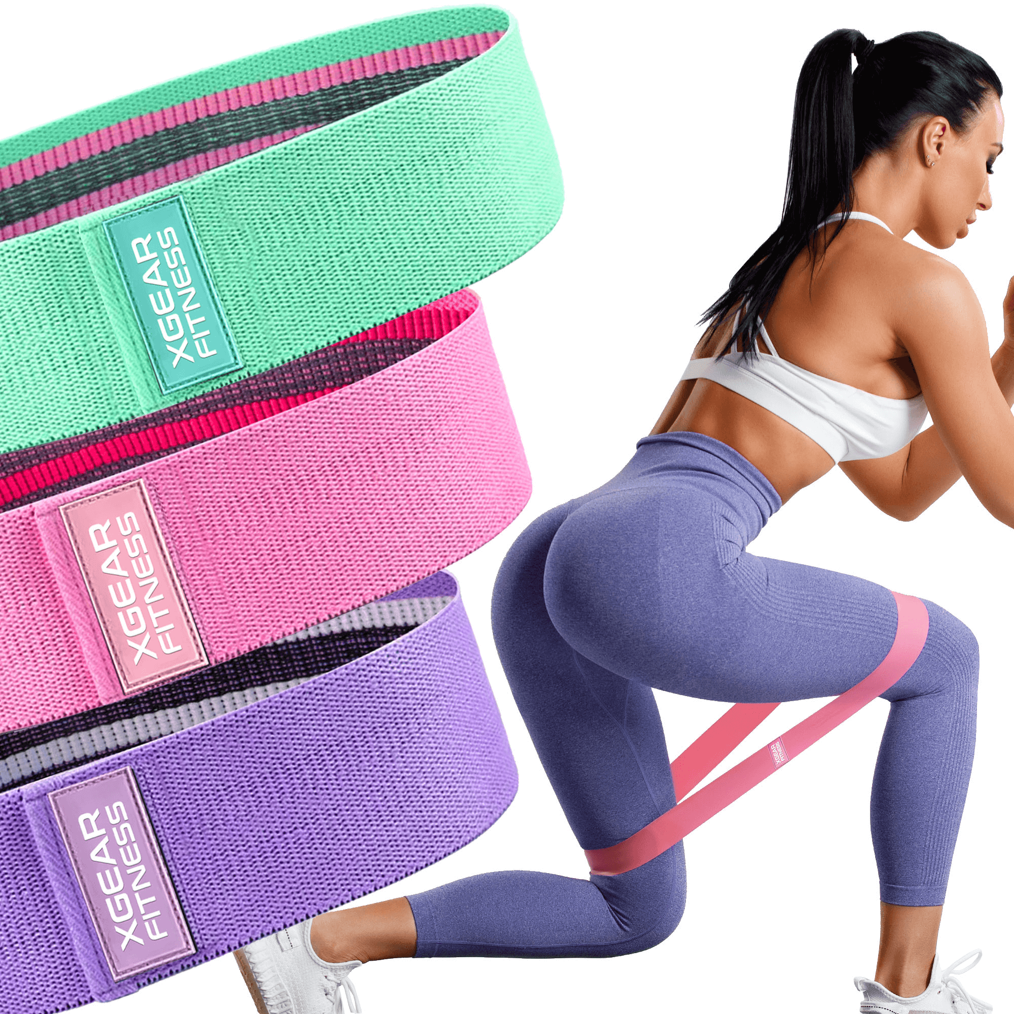 XGear Fitness Set of 3 Womens Butt and Hip Exercise Bands-0